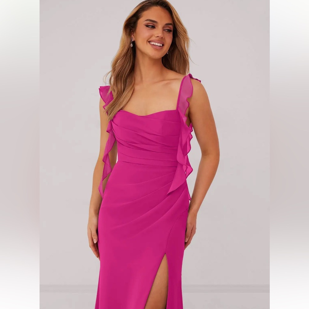 Elegant Pink Ruffle Mermaid Corset Chiffon Dress